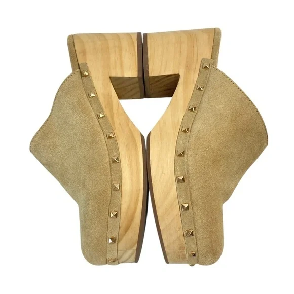 ANTHROPOLOGIE X STEVE MADDEN Brooklyn Clog Taupe Suede Leather Size 7.5 - Picture 7 of 10